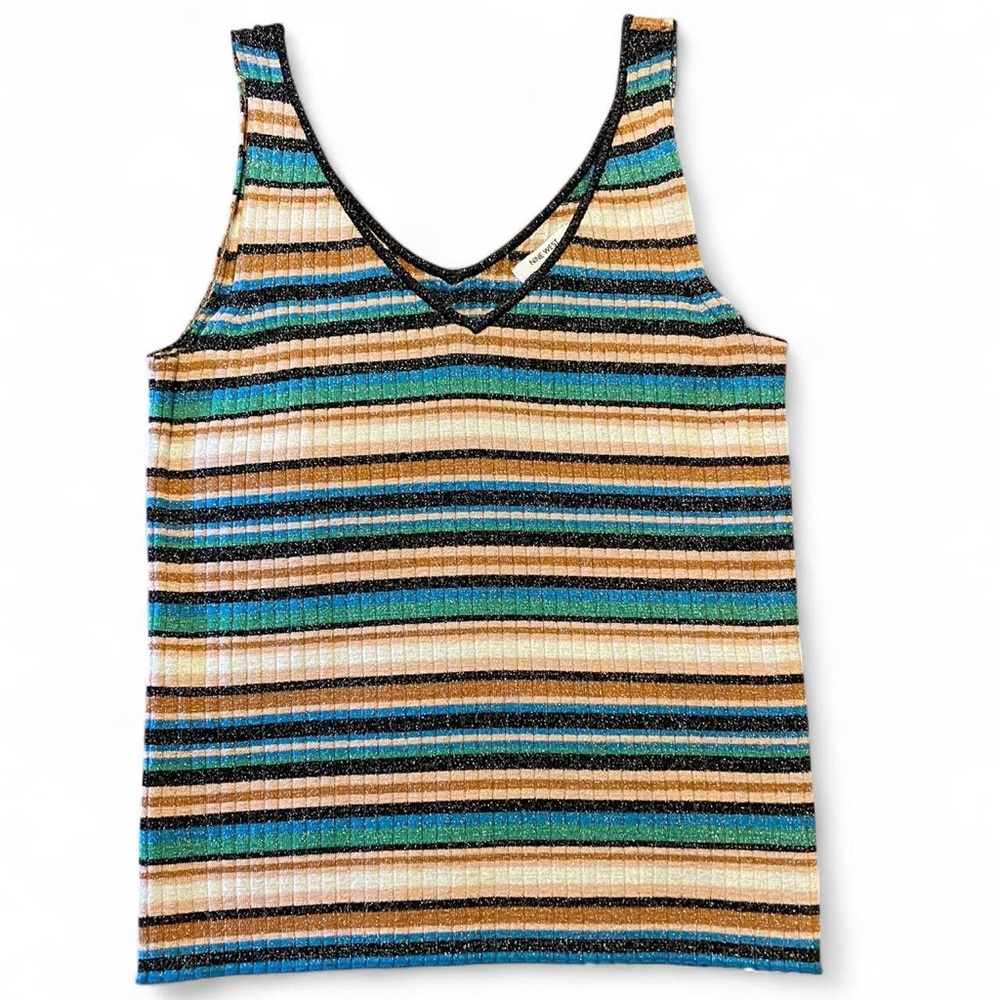 NWOT Nine West Multicolor Striped V-Neck Tank Top